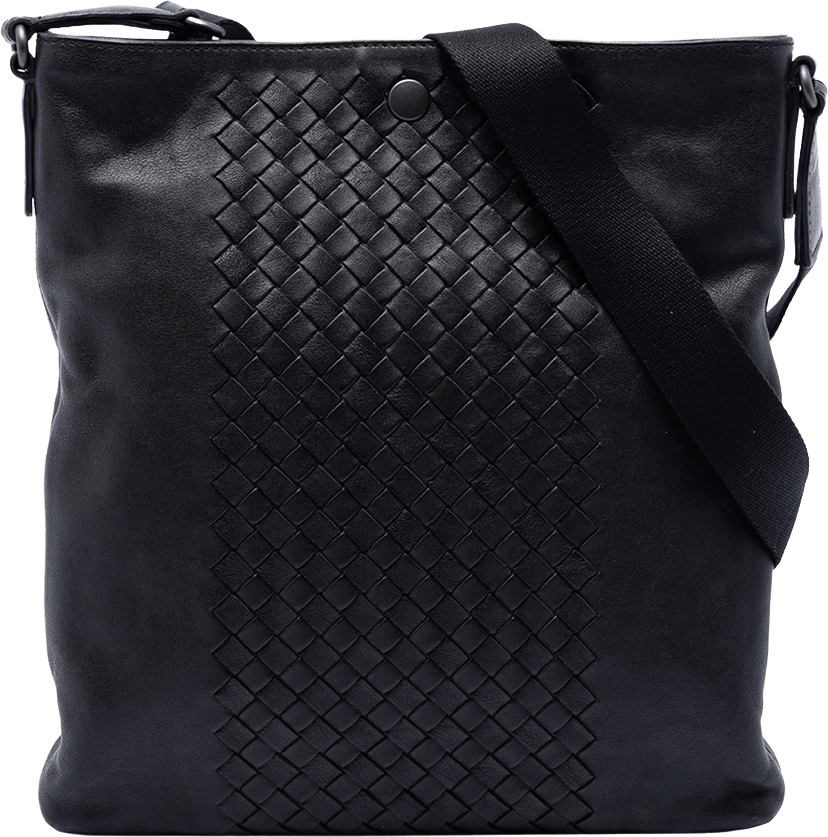Bottega Veneta Intrecciato Trimmed Nappa Crossbody, från Luxclusif, i färgen black.