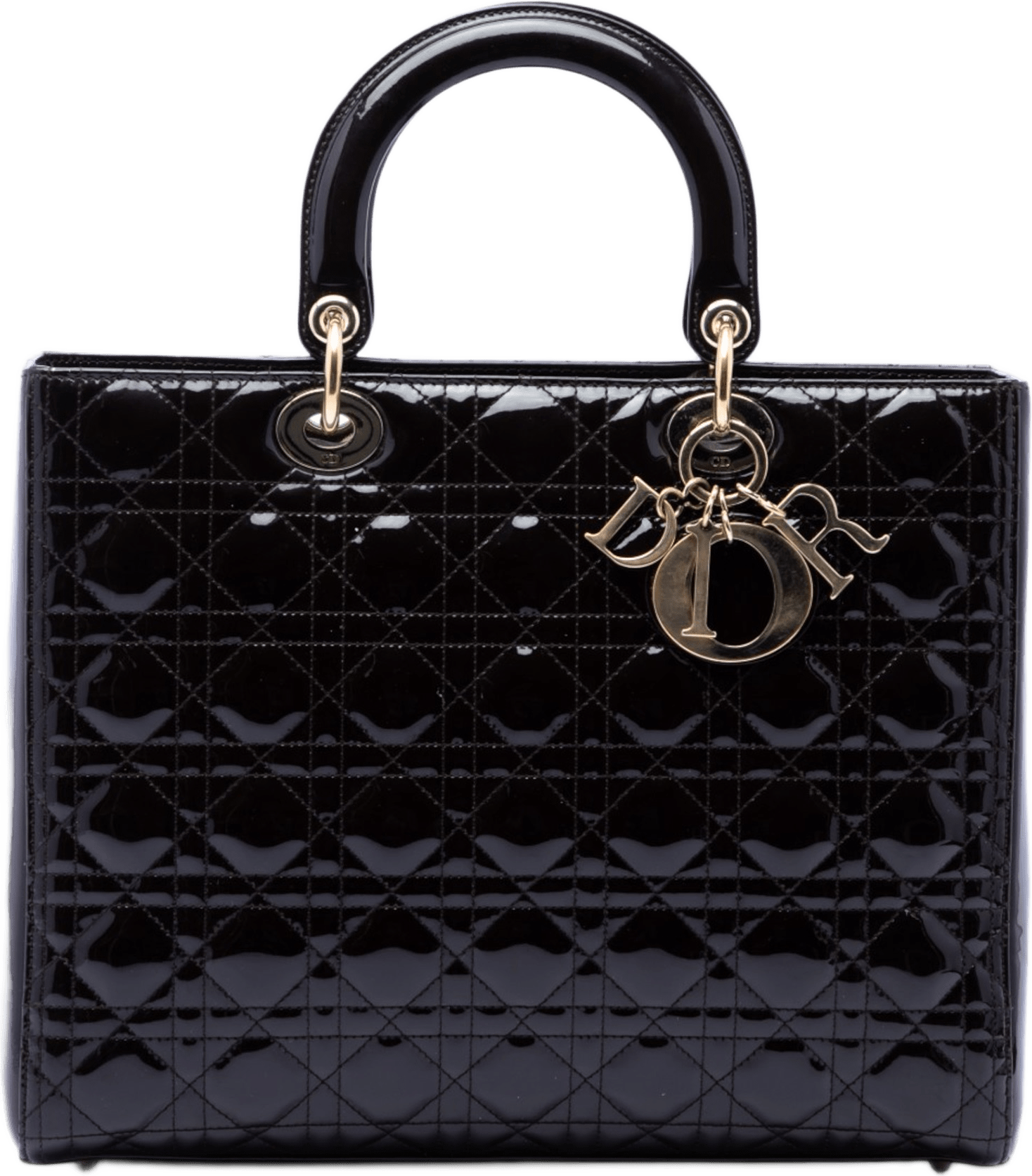 Dior Large Patent Cannage Lady Dior, från Luxclusif, i färgen plum.