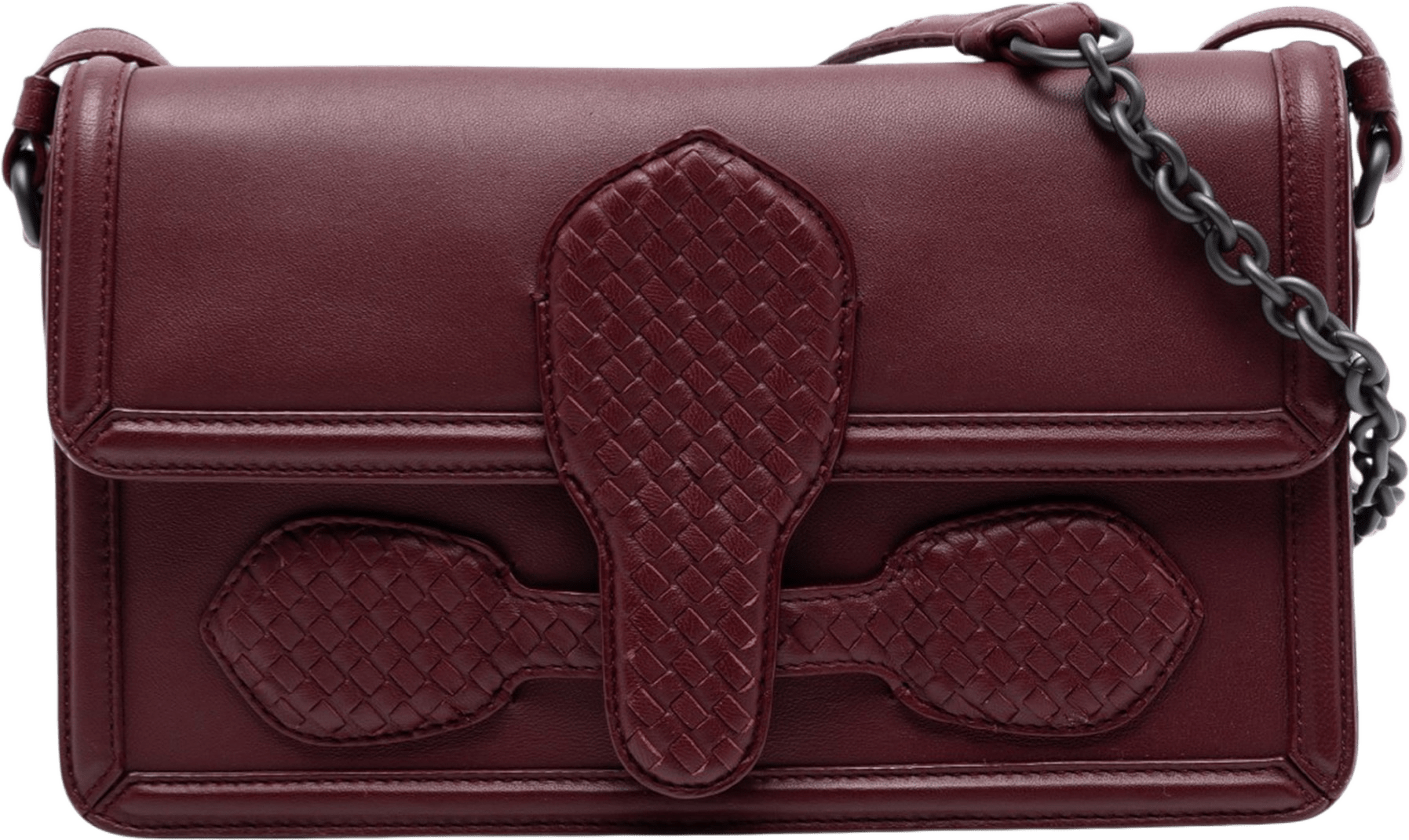 Bottega Veneta Nappa Intrecciato Rialto Shoulder Bag, från Luxclusif, i färgen bordeaux.