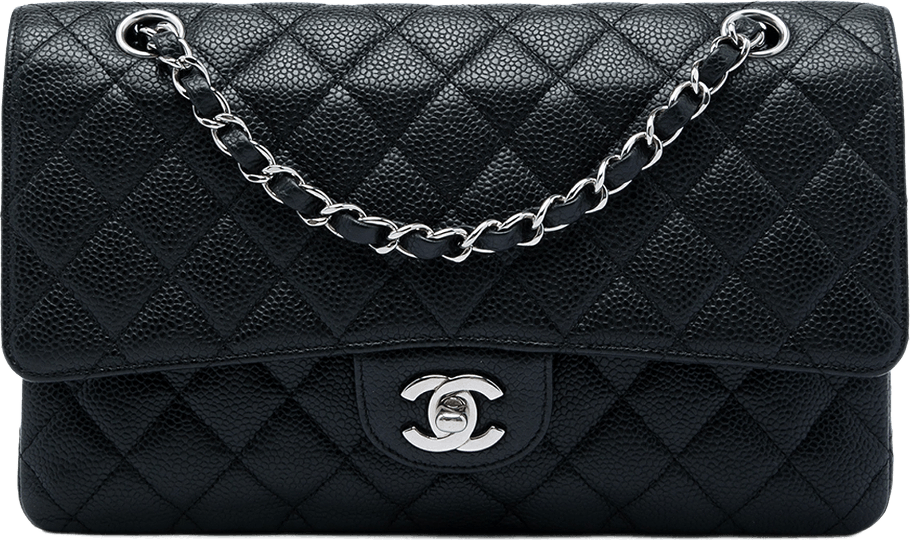 Chanel Medium Classic Caviar Double Flap, från Luxclusif, i färgen svart.