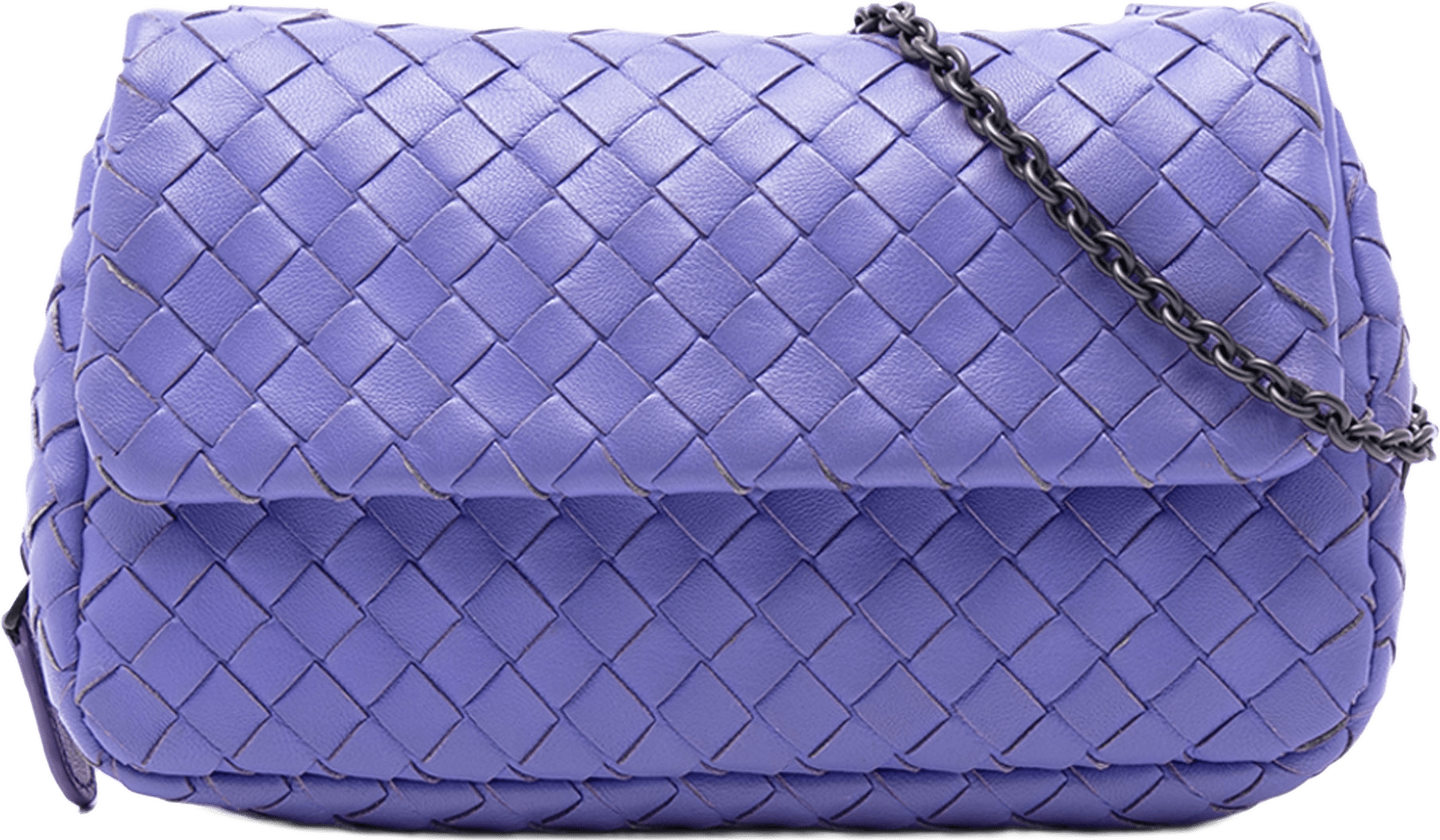 Bottega Veneta Mini Nappa Intrecciato Expandable Chain Flap Crossbody, från Luxclusif, i färgen purpur.