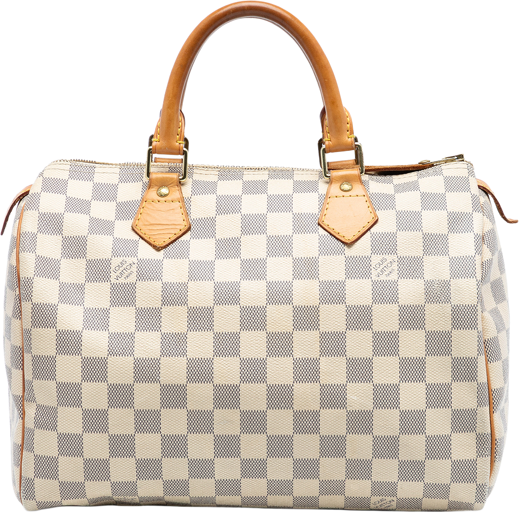 Louis Vuitton Damier Azur Speedy 30, från Luxclusif, i färgen white.