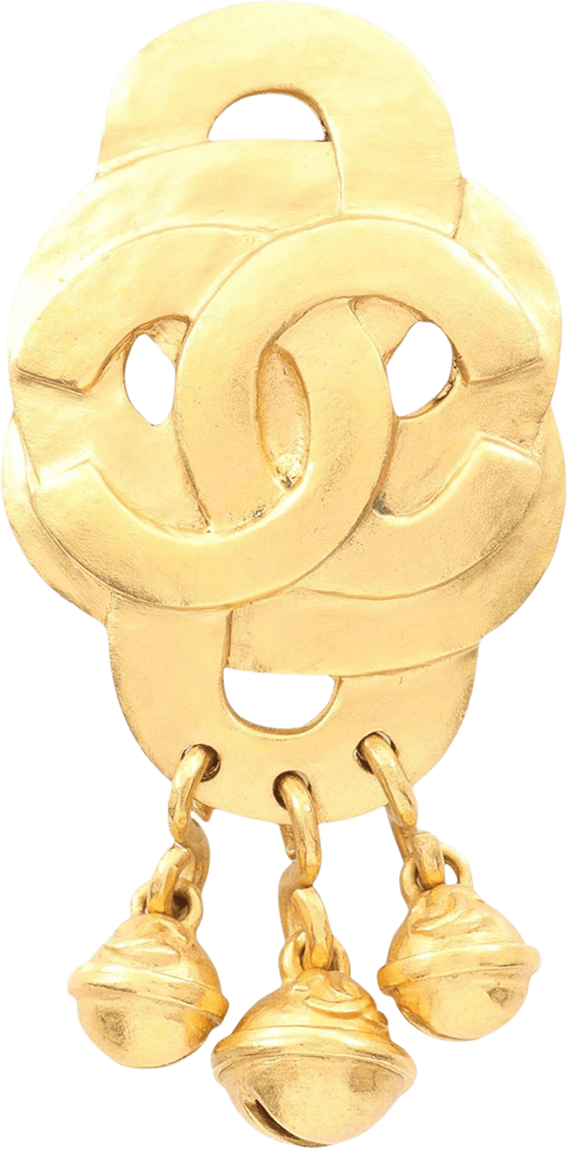 Chanel Gold Plated Cc Bell Brooch, från Luxclusif, i färgen gold.