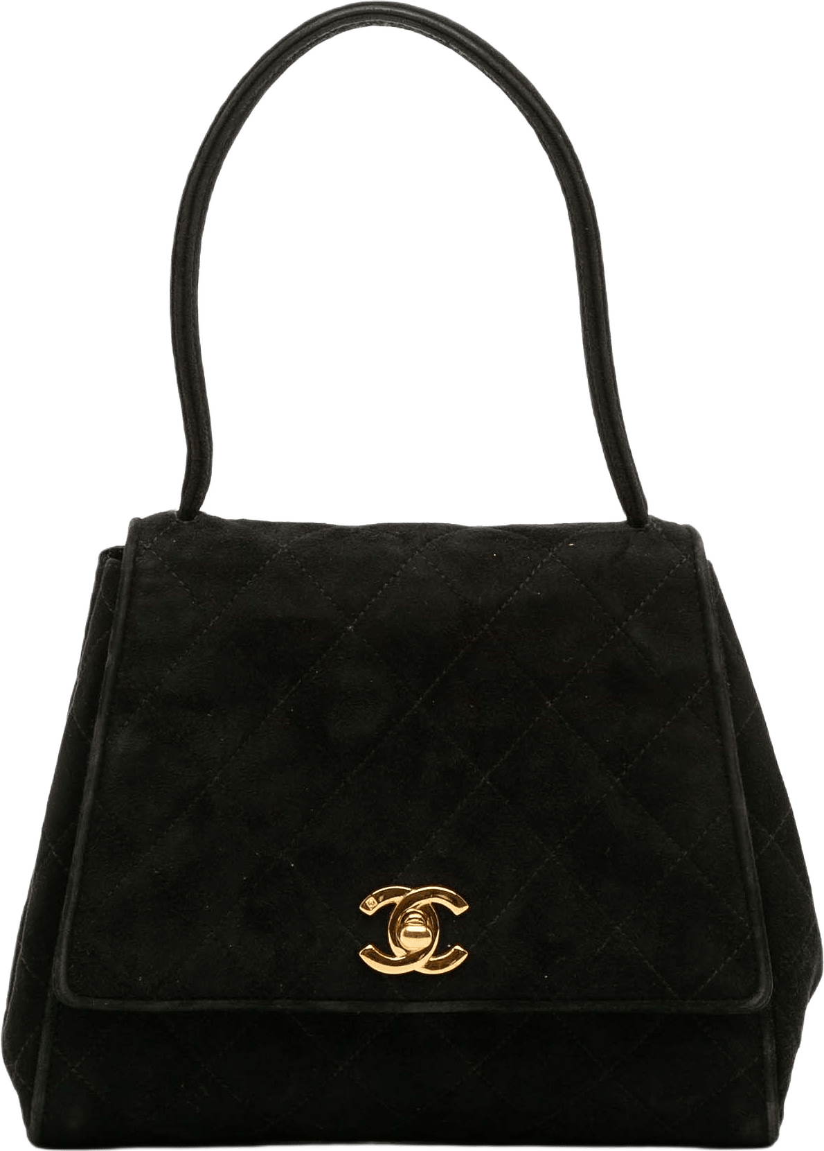 Chanel Cc Quilted Velvet Flap, från Luxclusif, i färgen black.