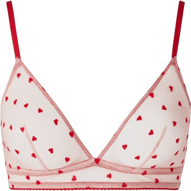 Mesh Triangle Bralette, från Understatement, i färgen pale pink/deep red.