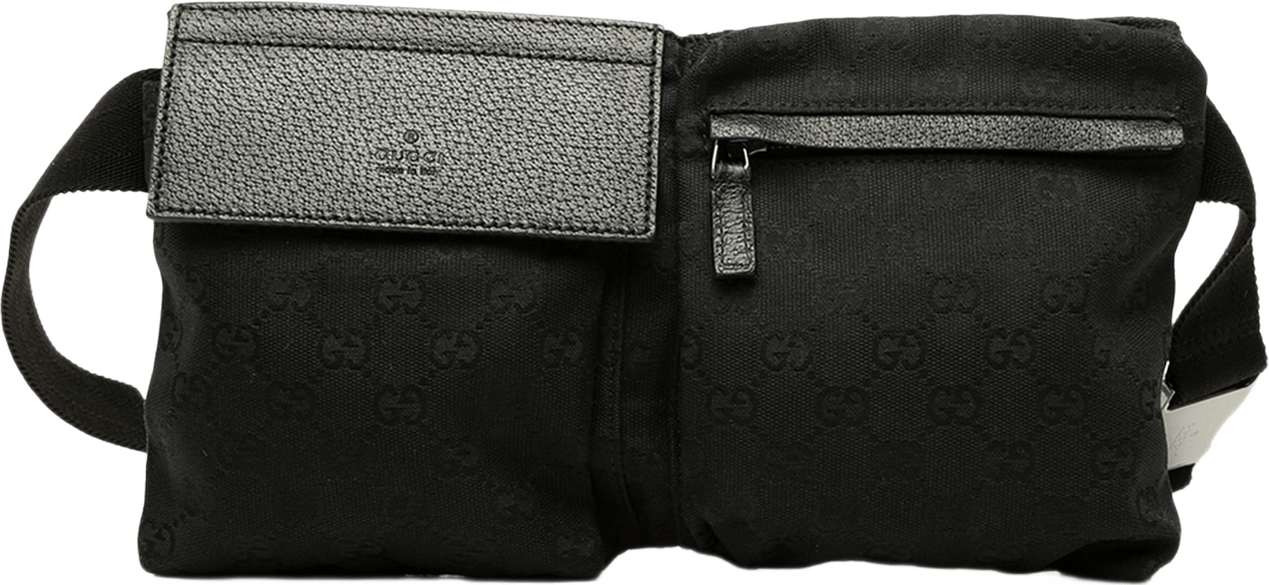 Gucci Gg Canvas Double Pocket Belt Bag, från Luxclusif, i färgen svart.