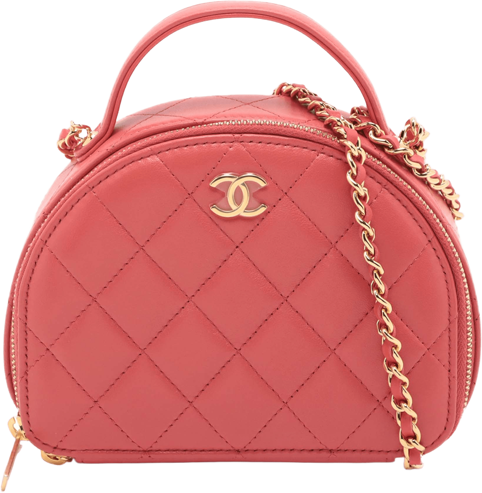 Chanel Quilted Lambskin Chic Riviera Top Handle Vanity Case, från Luxclusif, i färgen indian red.