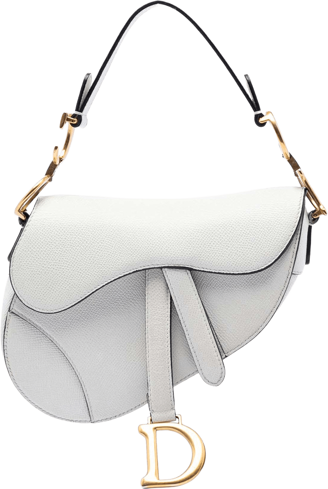 Dior Mini Grained Calfskin Saddle Bag, från Luxclusif, i färgen white.