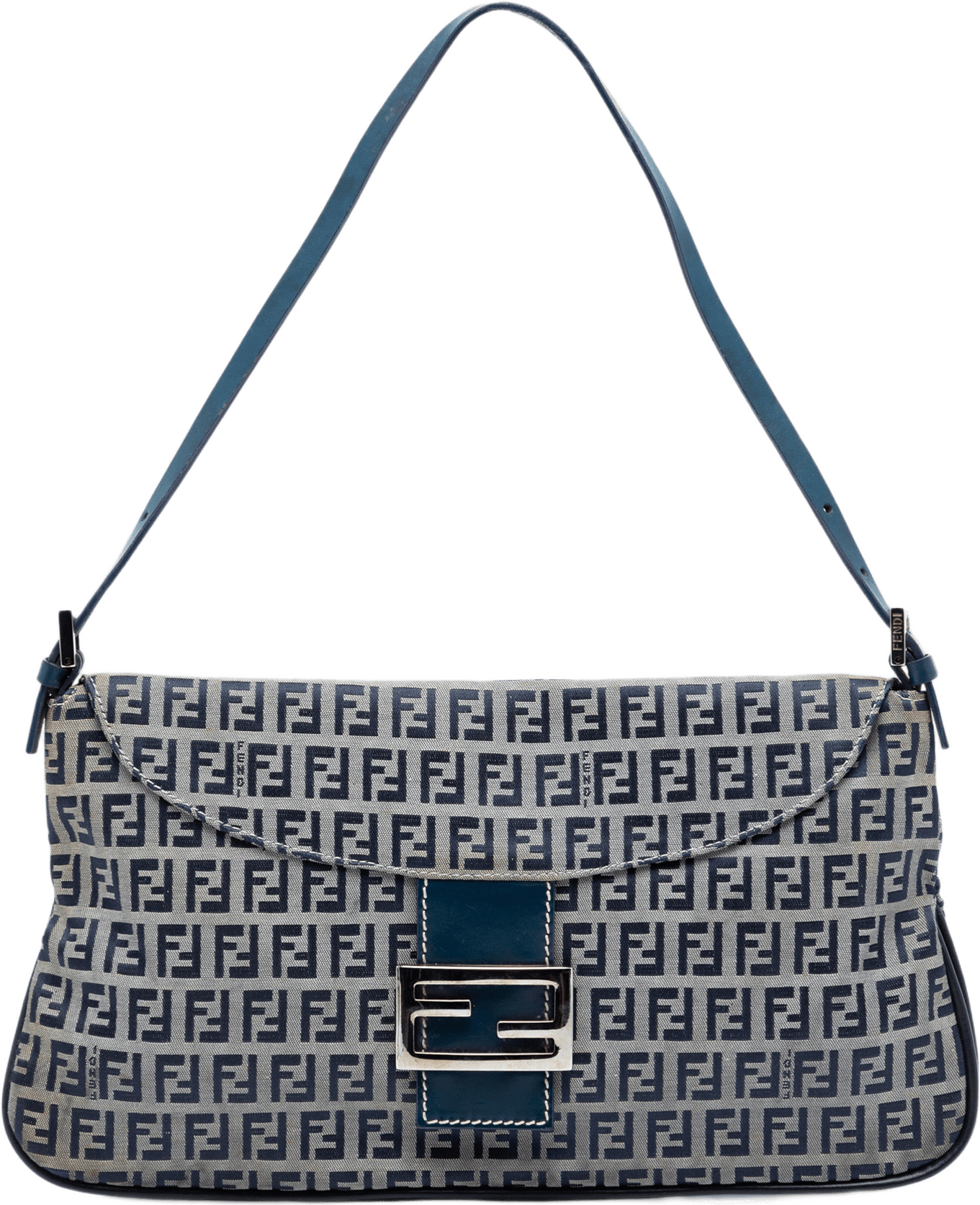 Fendi Zucchino Canvas Double Flap Shoulder Bag, från Luxclusif, i färgen gray.