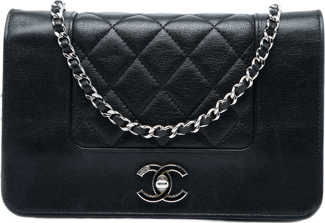Chanel Quilted Sheepskin Mademoiselle Wallet On Chain, från Luxclusif, i färgen svart.