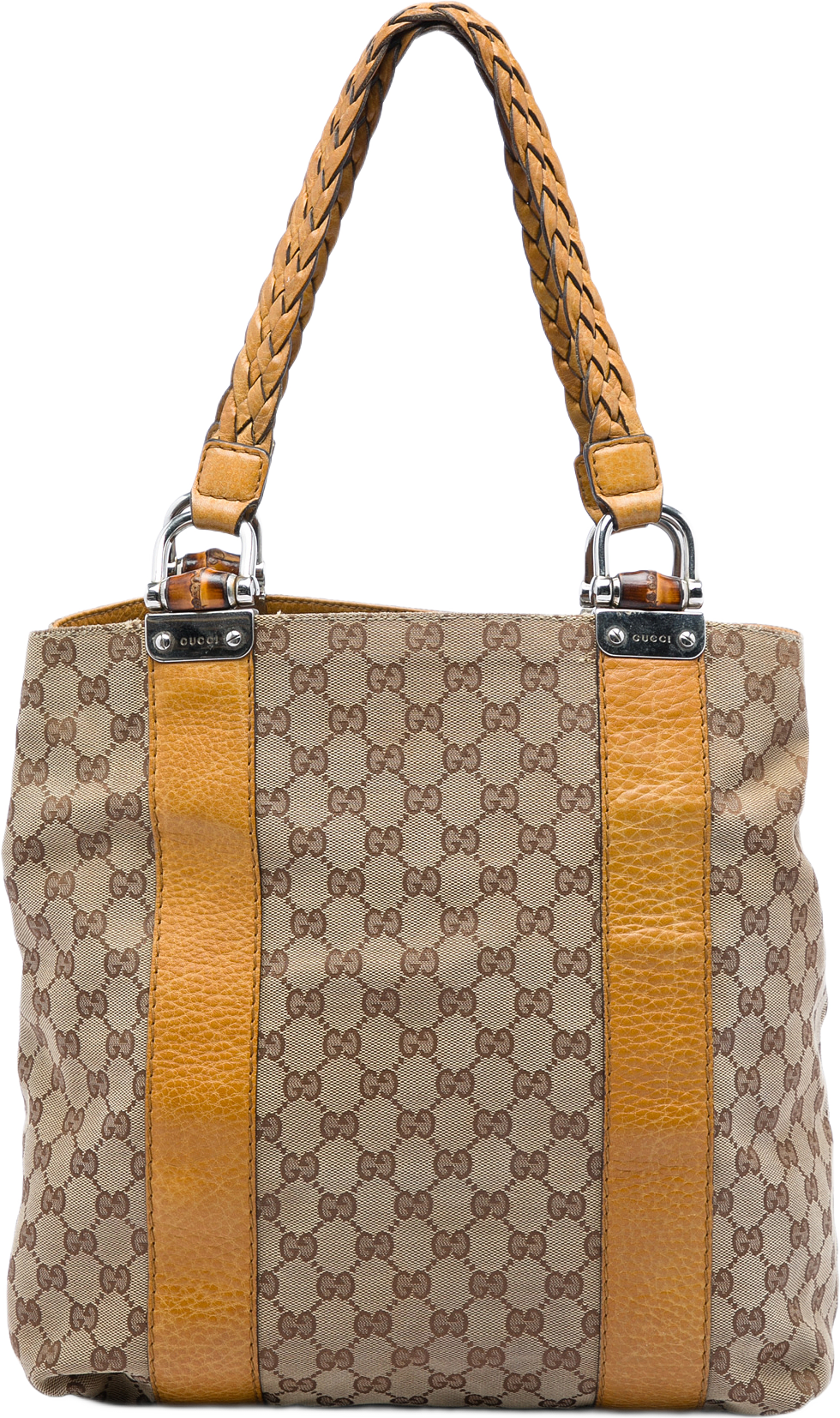 Gucci Large Gg Canvas Bamboo Libeccio Tote, från Luxclusif, i färgen beige.