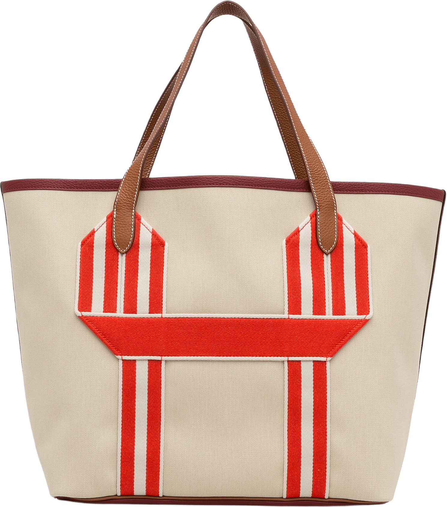 Hermès Canvas Pursangle Tote, från Luxclusif, i färgen beige.