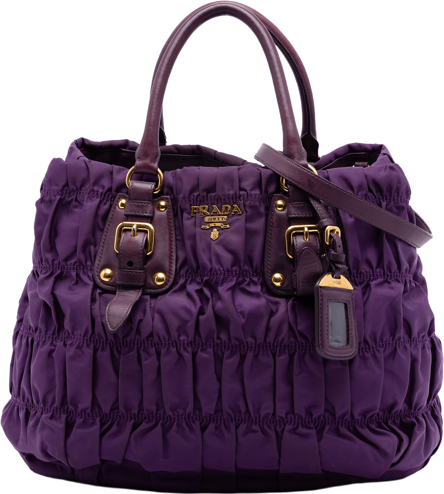 Prada Tessuto Gaufre Satchel, från Luxclusif, i färgen purple.
