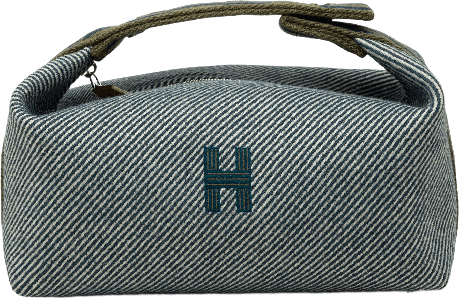 Hermès Small Wool Bride A Brac H Natte Case, från Luxclusif, i färgen blå.