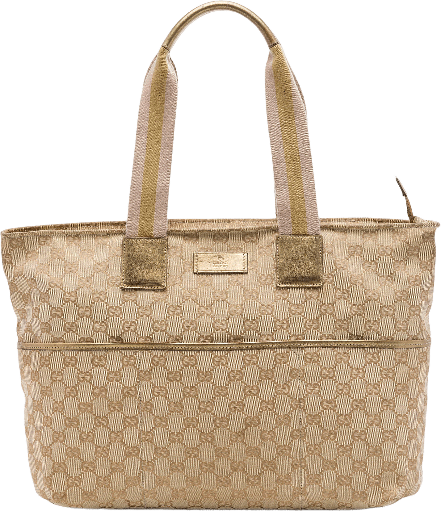 Gucci Gg Canvas Web Tote, från Luxclusif, i färgen beige.