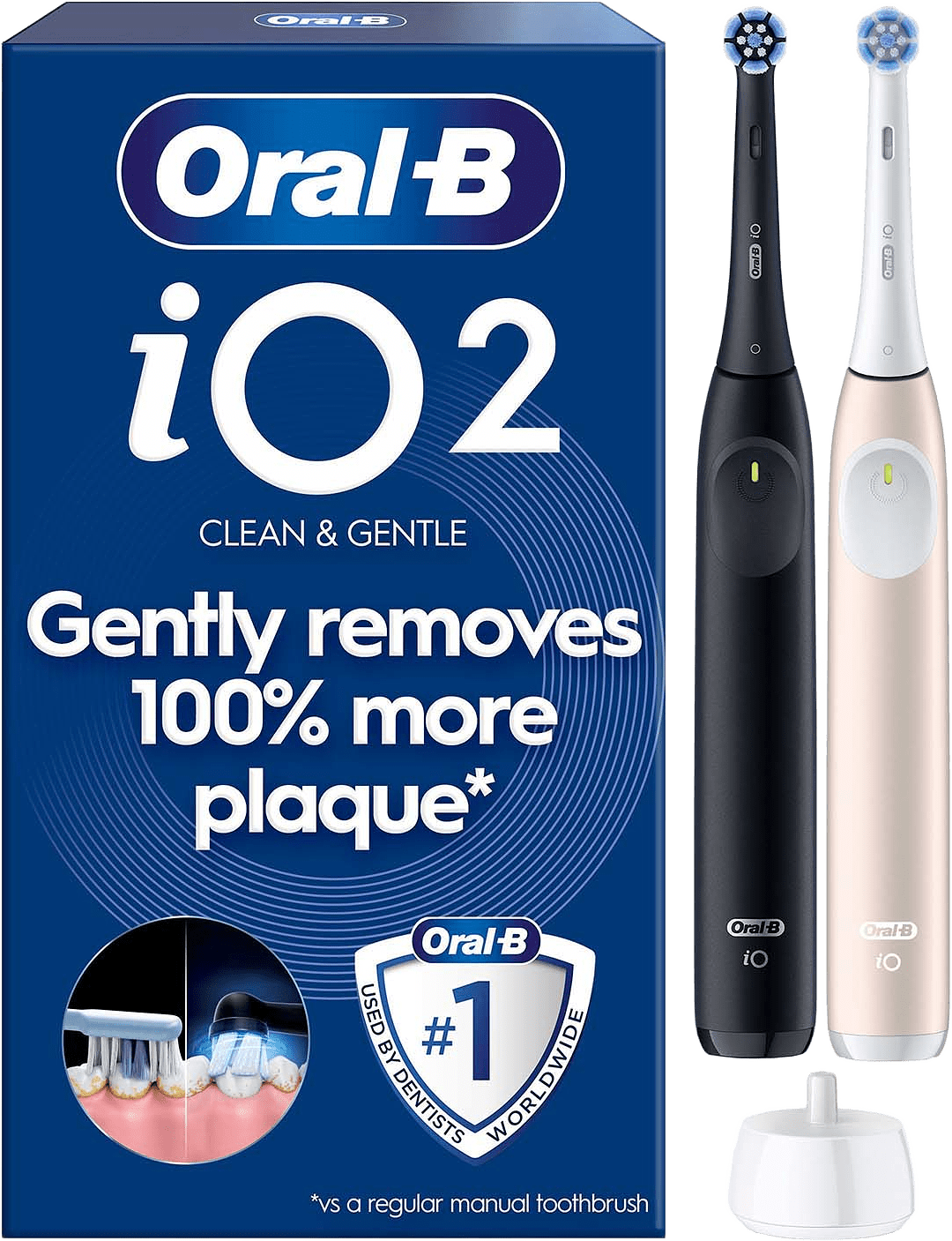 Eltandborste Io2 Night Black/calm Pink Duo,1 Travel Ca, från Oral-B, i färgen black/pink.