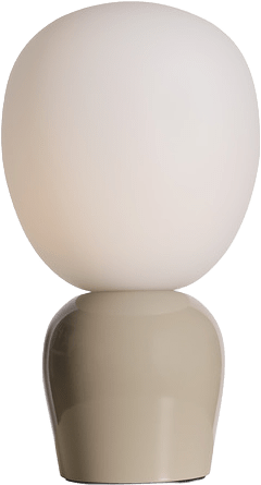 Bordslampa Buddy, från Belid, i färgen soft greige/opal glas.