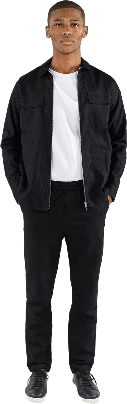 Quincy Linen Overshirt - Black
