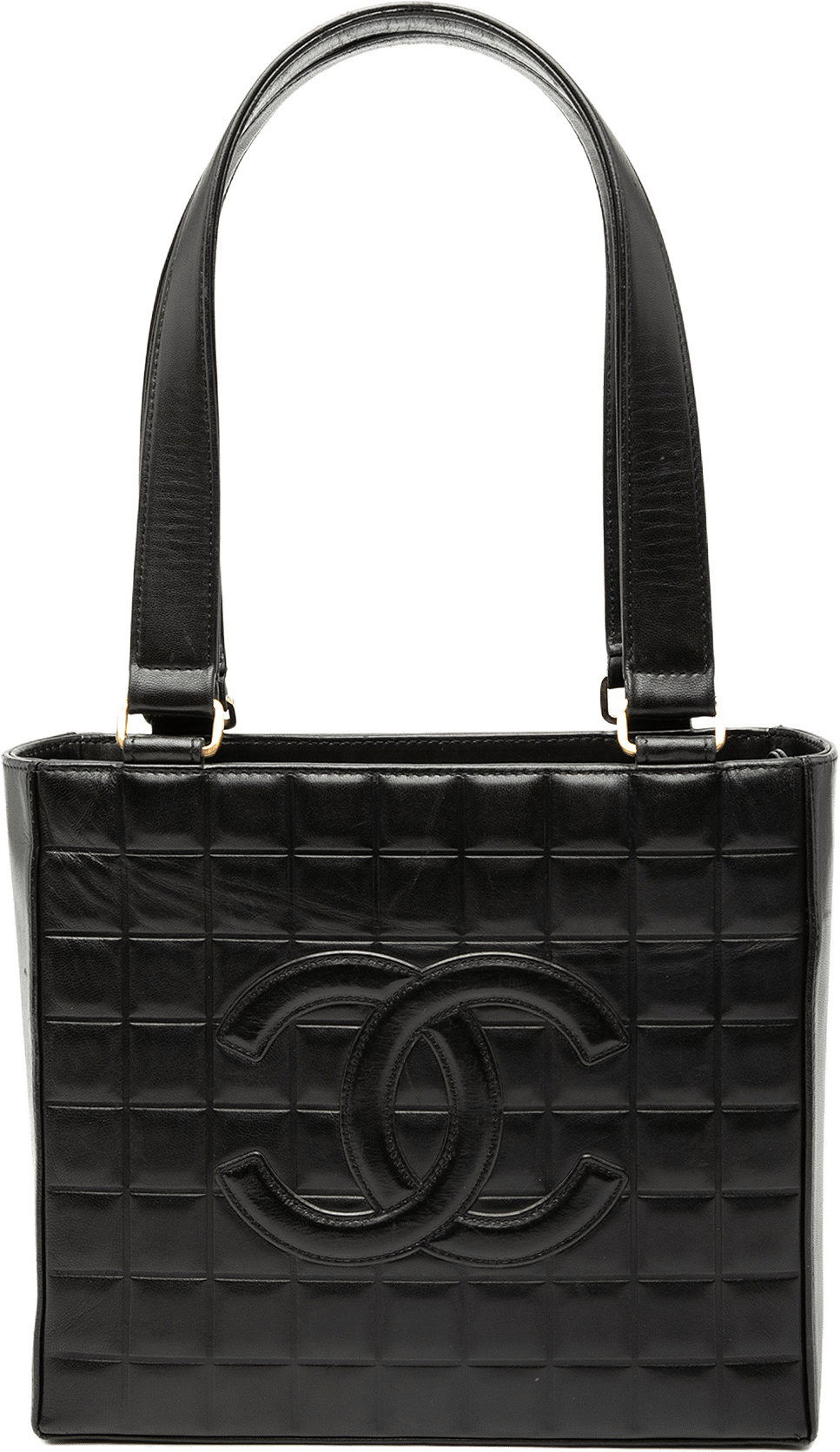 Chanel Cc Choco Bar Lambskin Tote, från Luxclusif, i färgen black.