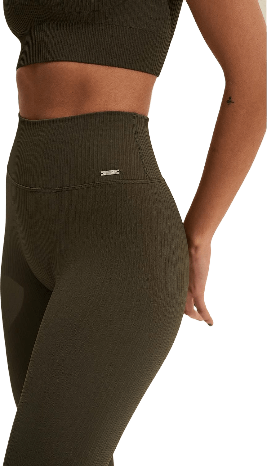 Ribbed Seamless Tights, från aim'n, i färgen khaki.
