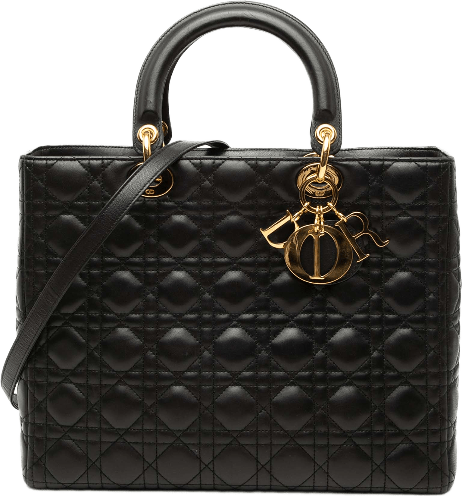 Dior Large Lambskin Cannage Lady Dior, från Luxclusif, i färgen svart.
