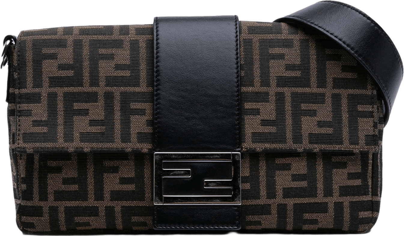 Fendi Zucca Canvas Convertible Baguette Satchel, från Luxclusif, i färgen brown.