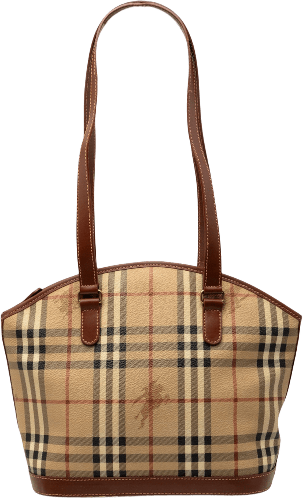 Burberry Haymarket Check Coated Canvas Shoulder Bag, från Luxclusif, i färgen beige.