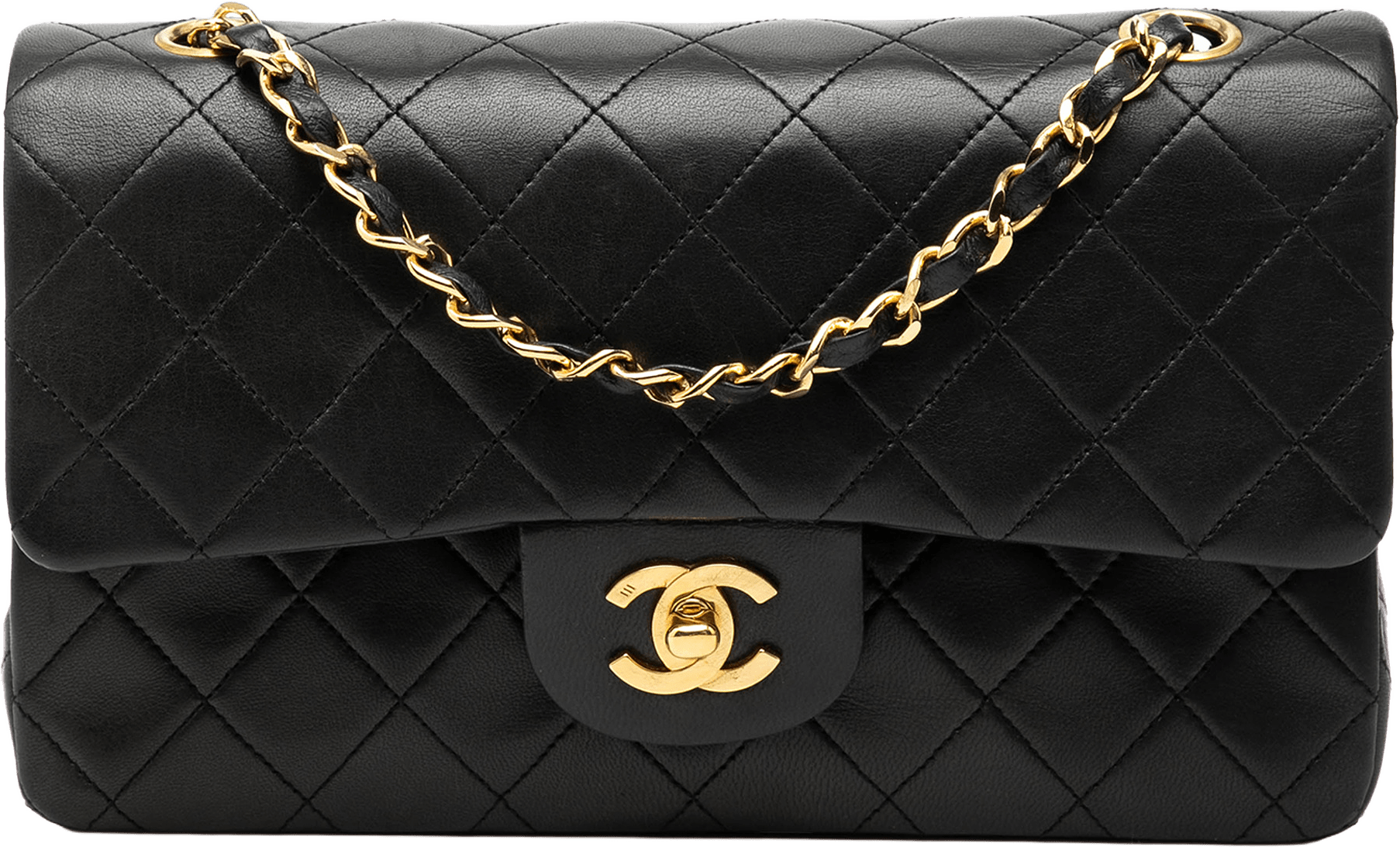 Chanel Small Classic Lambskin Double Flap, från Luxclusif, i färgen black.
