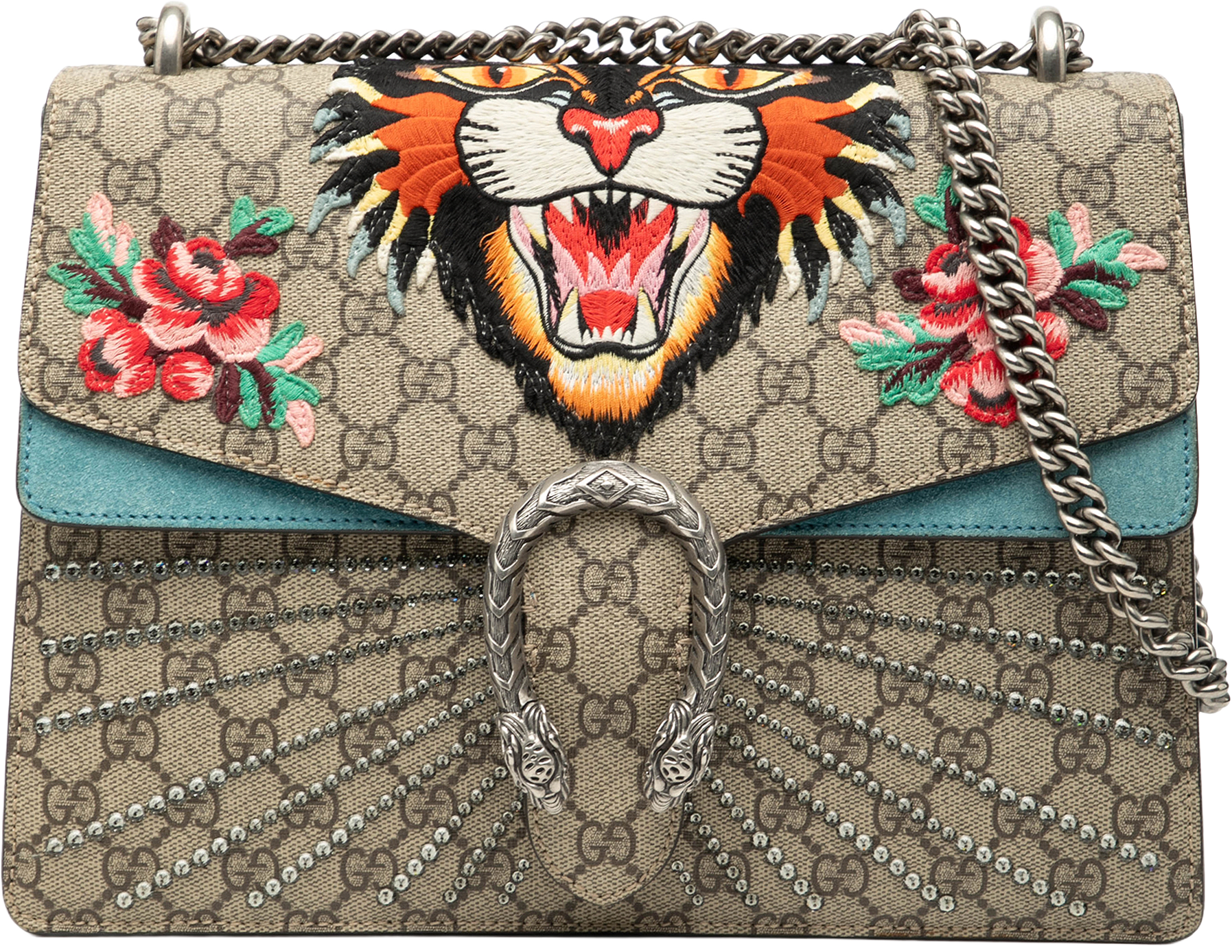 Gucci Medium Gg Supreme Embroidered Angry Cat Dionysus Shoulder Bag, från Luxclusif, i färgen beige.