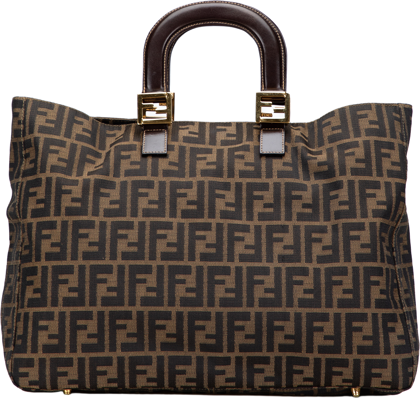 Fendi Large Zucca Canvas Twins Tote, från Luxclusif, i färgen brown.