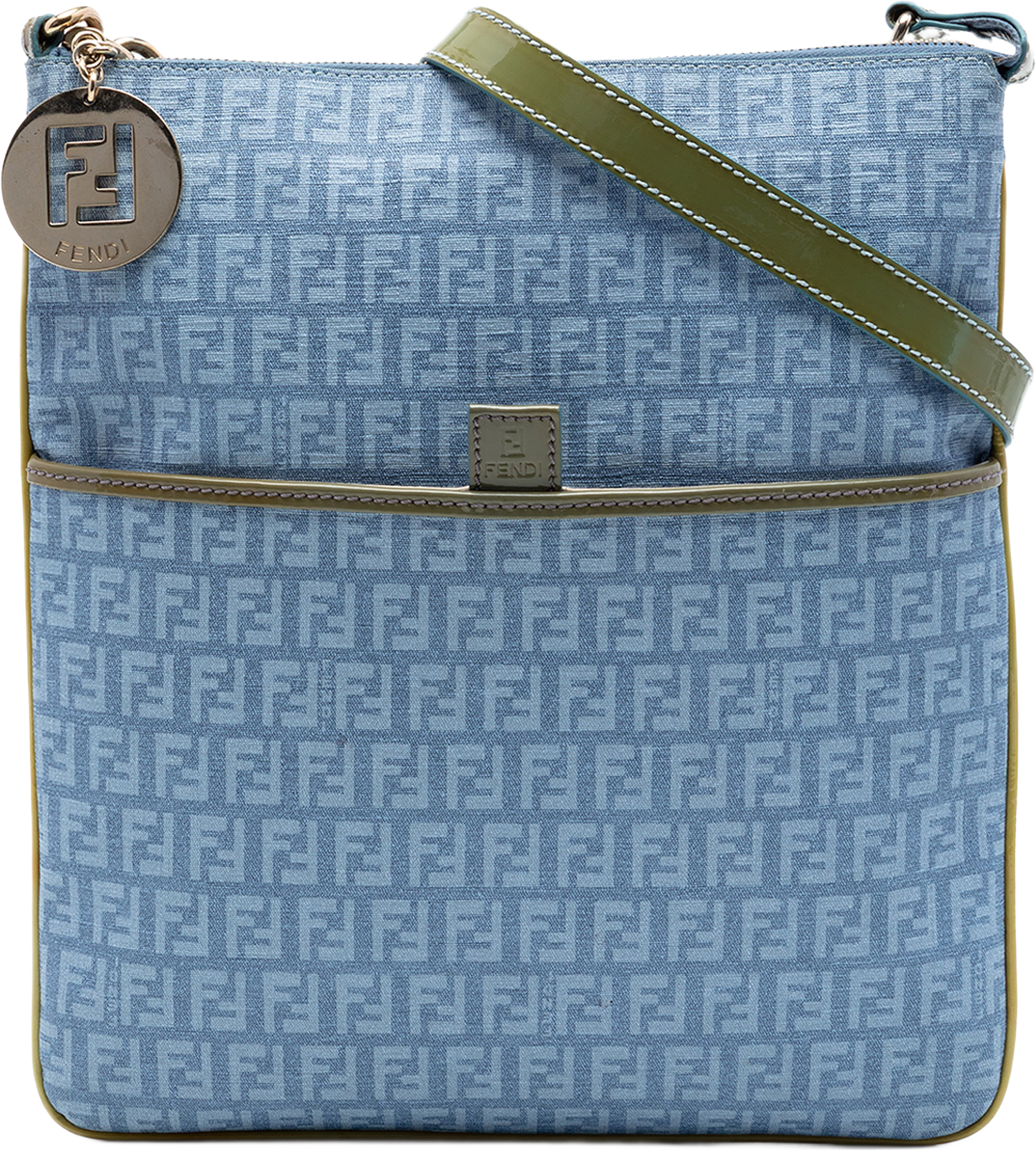 Fendi Zucchino Coated Canvas Forever Crossbody, från Luxclusif, i färgen light blue.