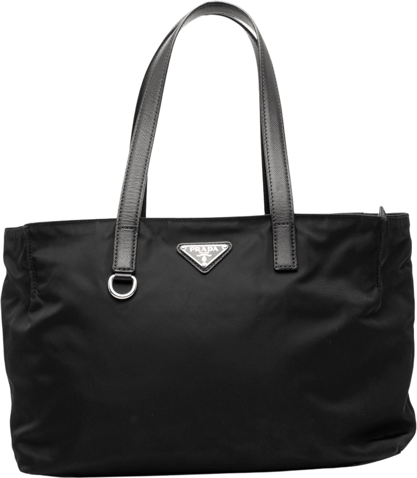 Prada Saffiano Trimmed Tessuto Tote, från Luxclusif, i färgen black.