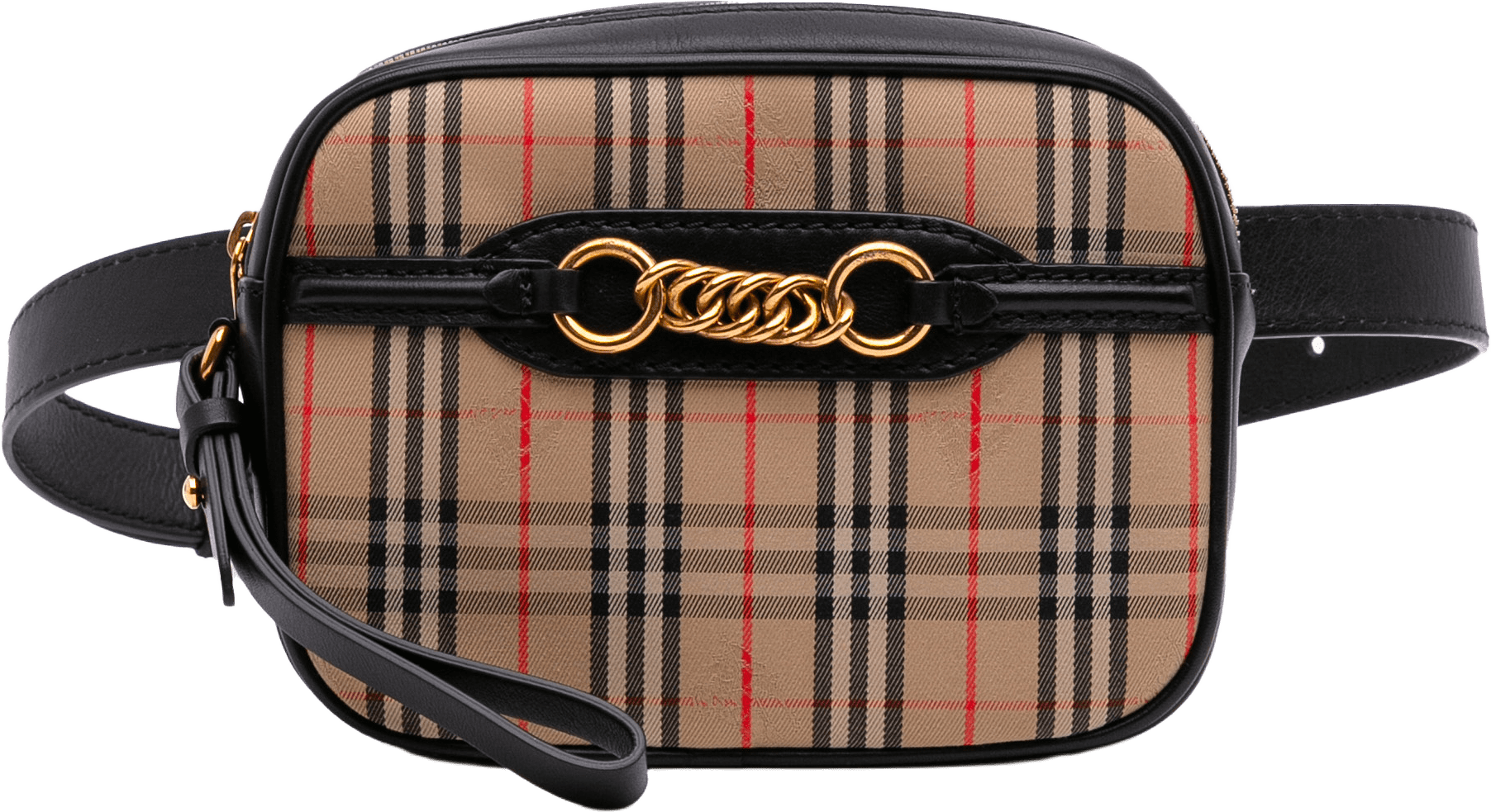 Burberry Haymarket Check Canvas 1983 Link Belt Bag, från Luxclusif, i färgen beige.