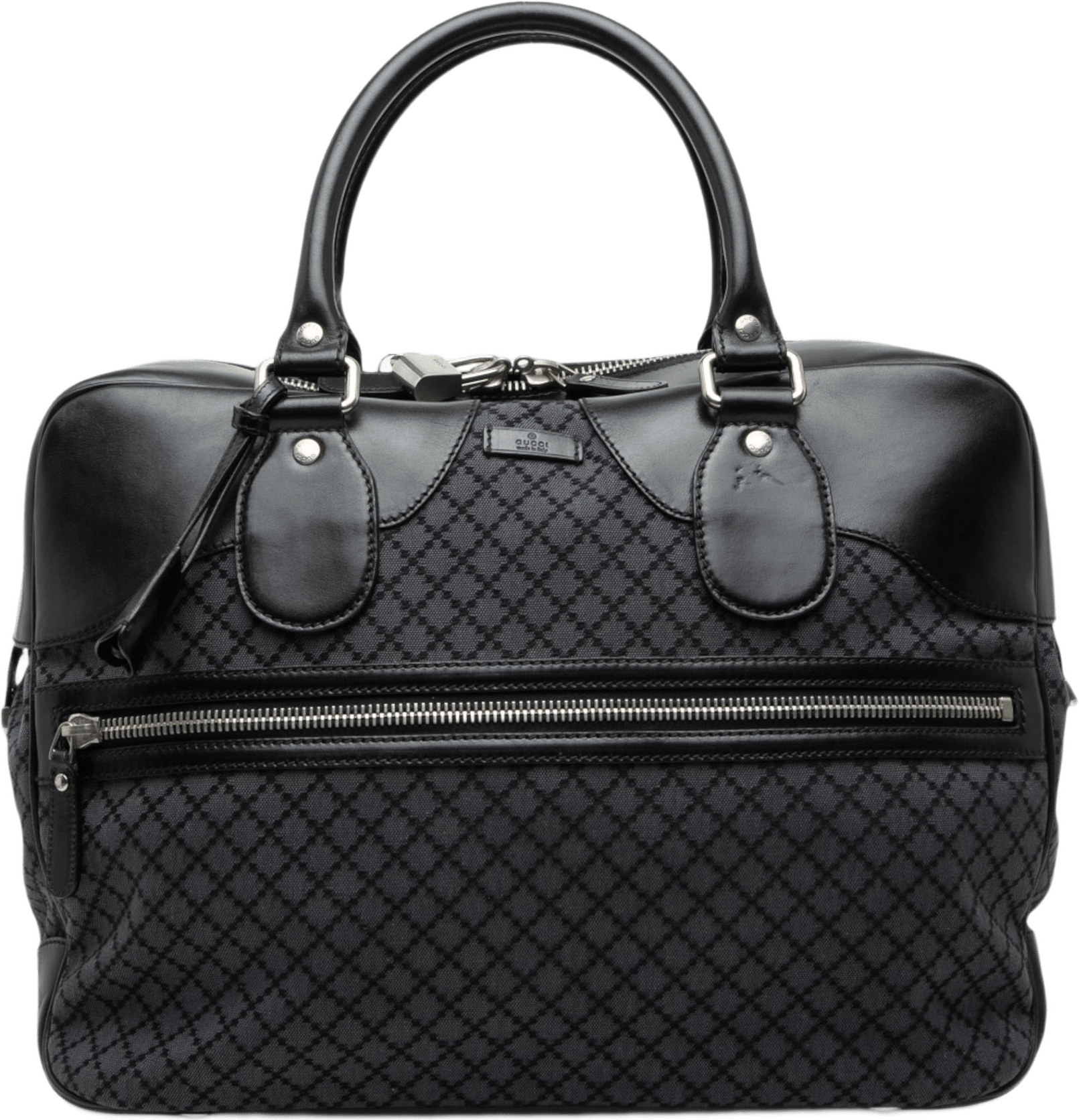 Gucci Diamante Canvas Travel Bag, från Luxclusif, i färgen grå.