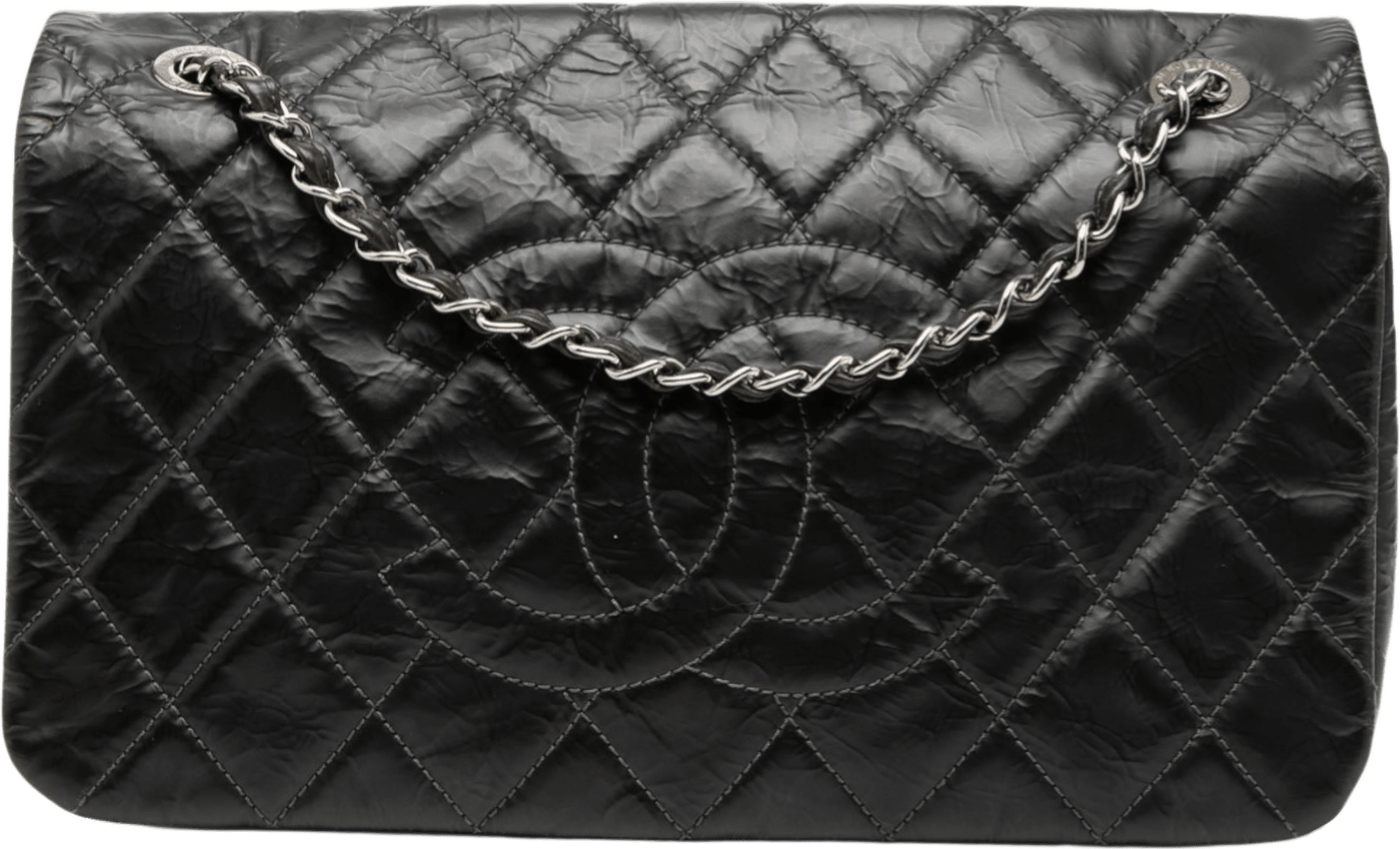 Chanel Cc Glazed Quilted Calfskin Single Flap, från Luxclusif, i färgen black.