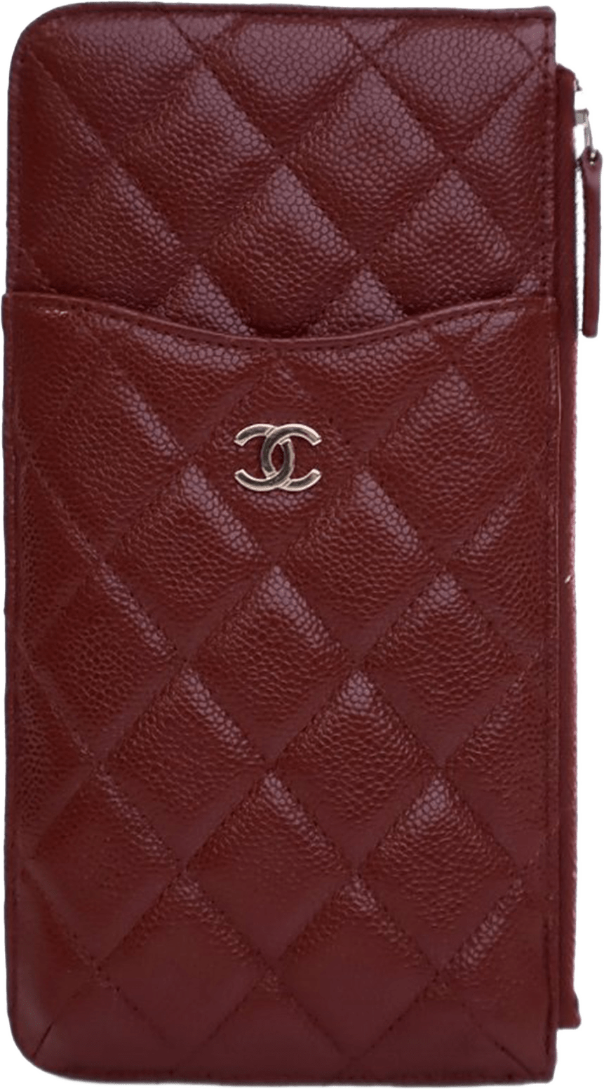 Chanel Cc Quilted Caviar Flat Phone Case Wallet Pouch, från Luxclusif, i färgen burgundy.