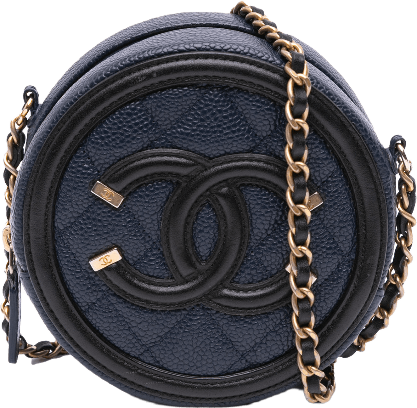 Chanel Caviar Cc Filigree Round Crossbody Bag