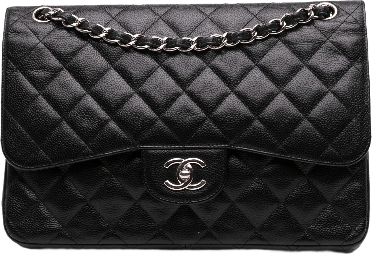 Chanel Jumbo Classic Caviar Double Flap, från Luxclusif, i färgen black.