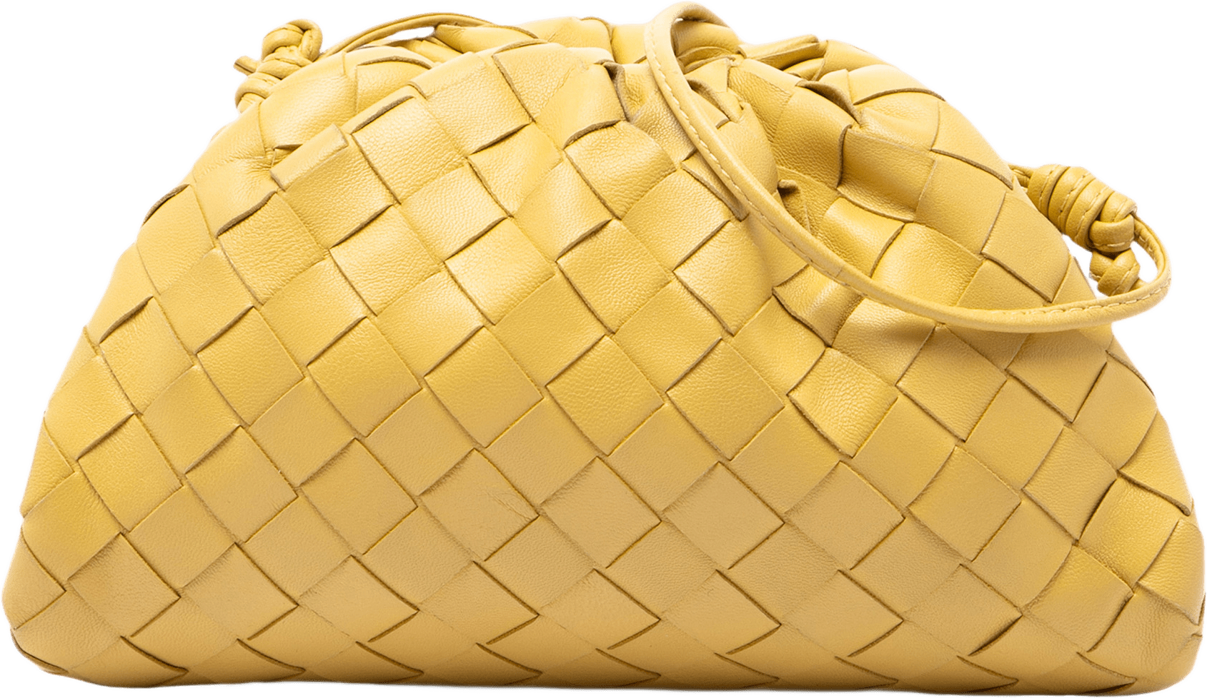 Bottega Veneta Nappa Intrecciato The Mini Pouch Crossbody, från Luxclusif, i färgen gul.