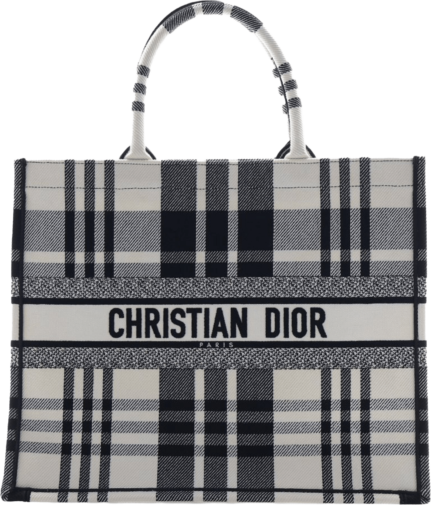Dior Large Embroidered Canvas Check N Dior Book Tote, från Luxclusif, i färgen white.