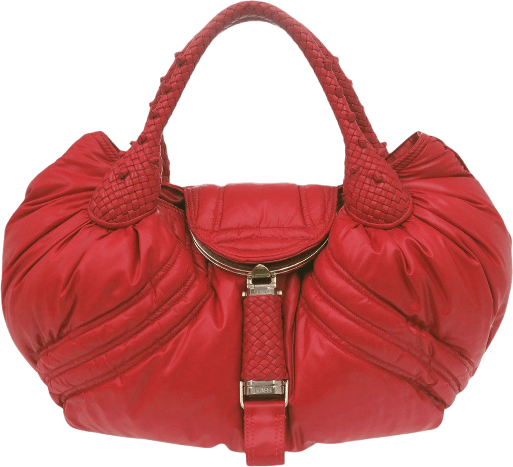 Fendi Moncler Puffer Spy Handbag, från Luxclusif, i färgen röd.