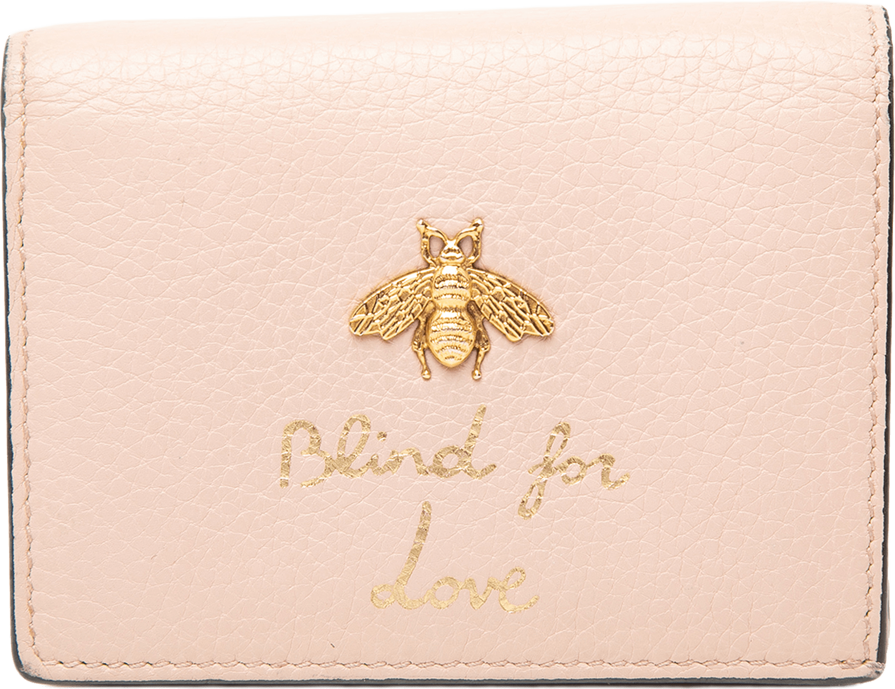 Gucci Calfskin Blind For Love Compact Wallet, från Luxclusif, i färgen light pink.