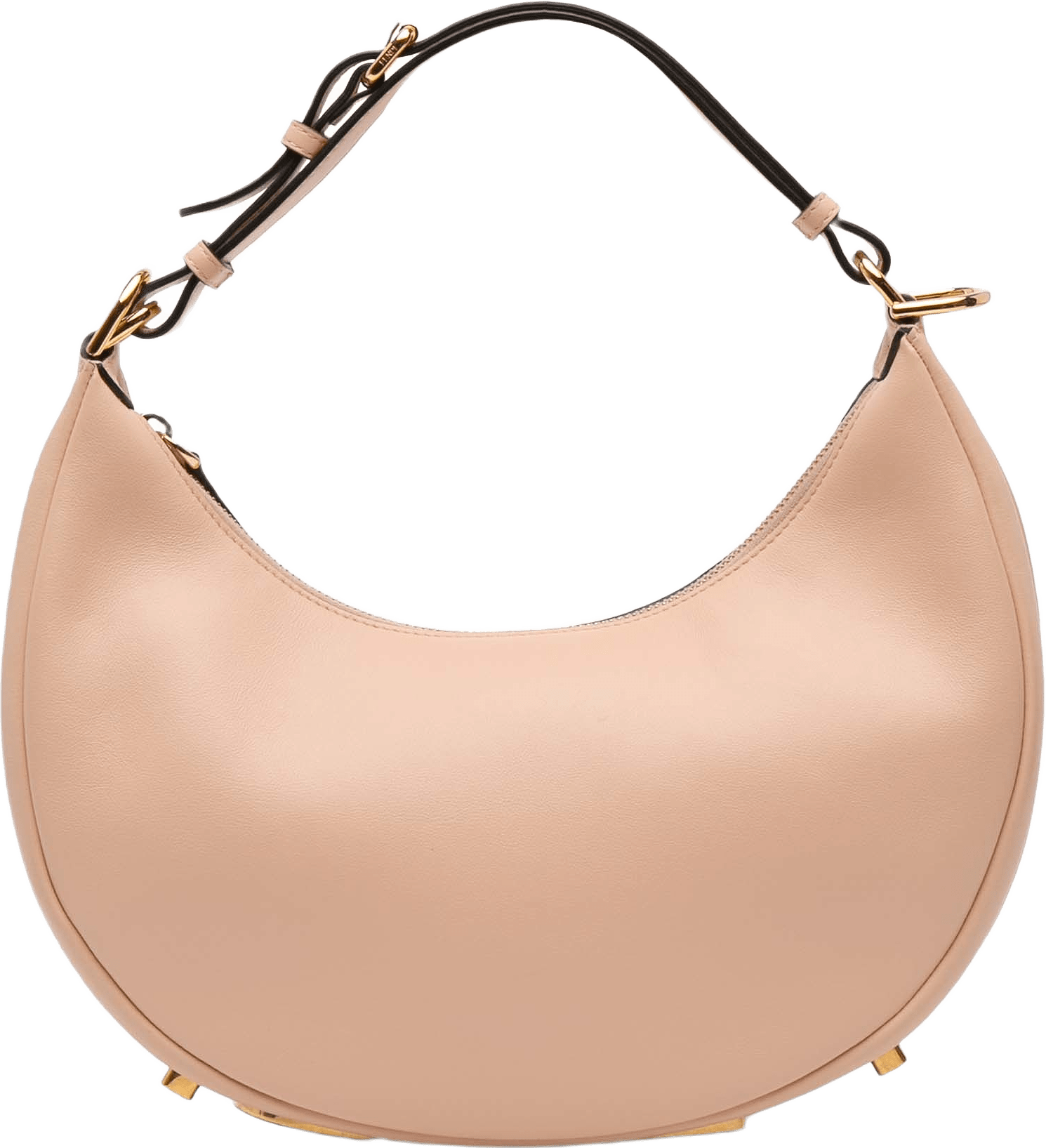 Fendi Small Leather Fendigraphy Hobo, från Luxclusif, i färgen nude.