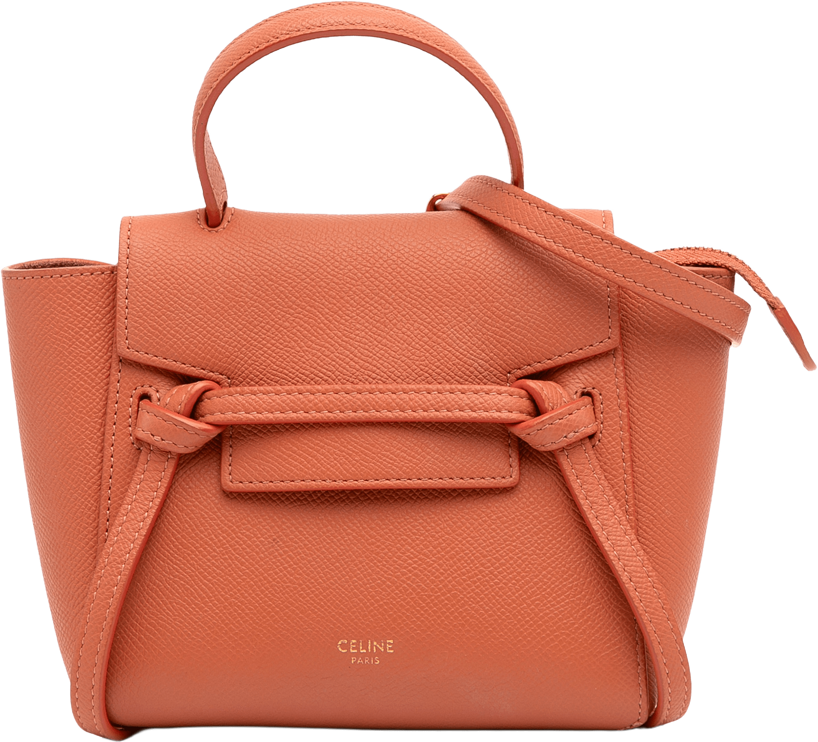 Celine Pico Grained Calfskin Belt Bag, från Luxclusif, i färgen orange.