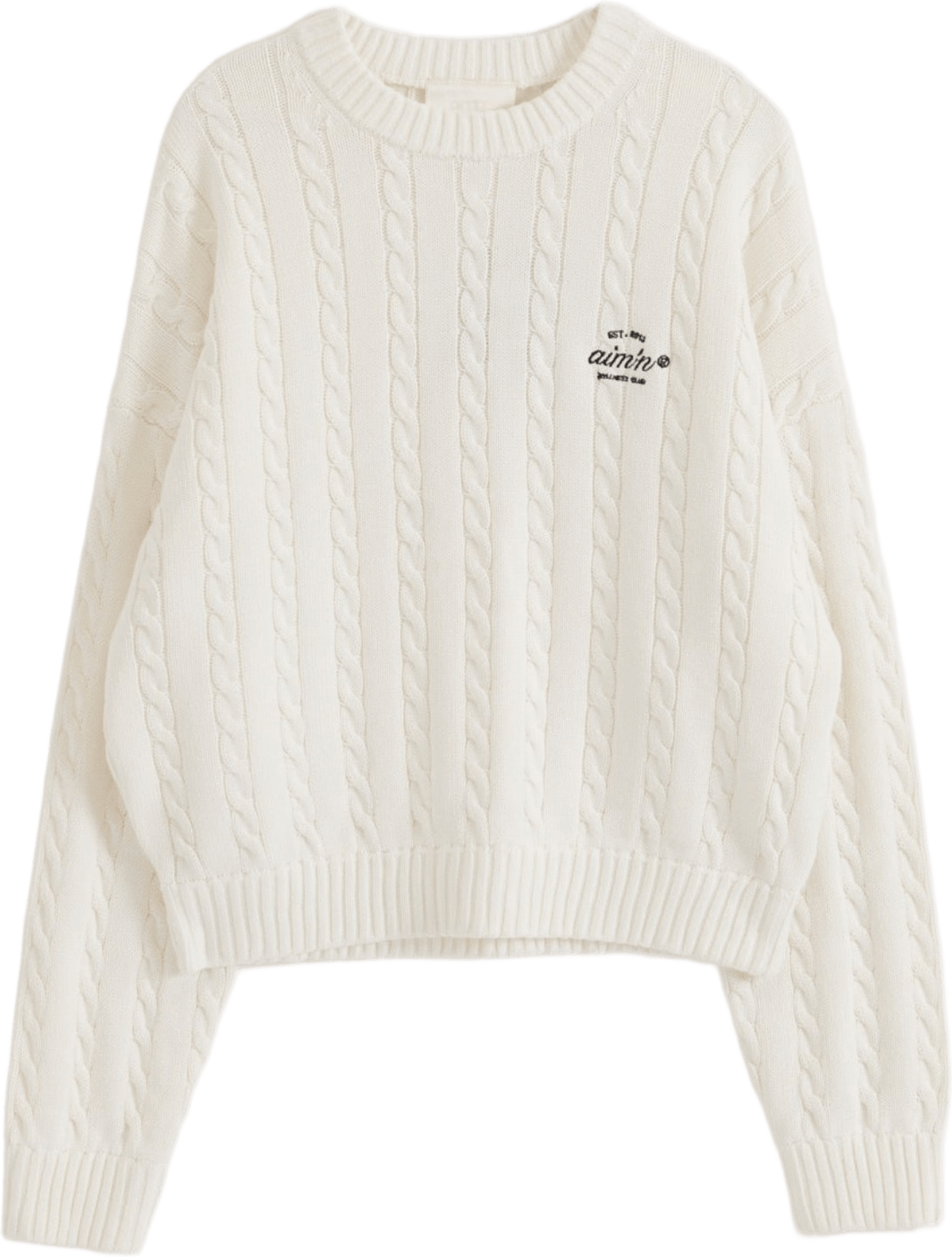 Club Cable Knit Sweater, från aim'n, i färgen off white.