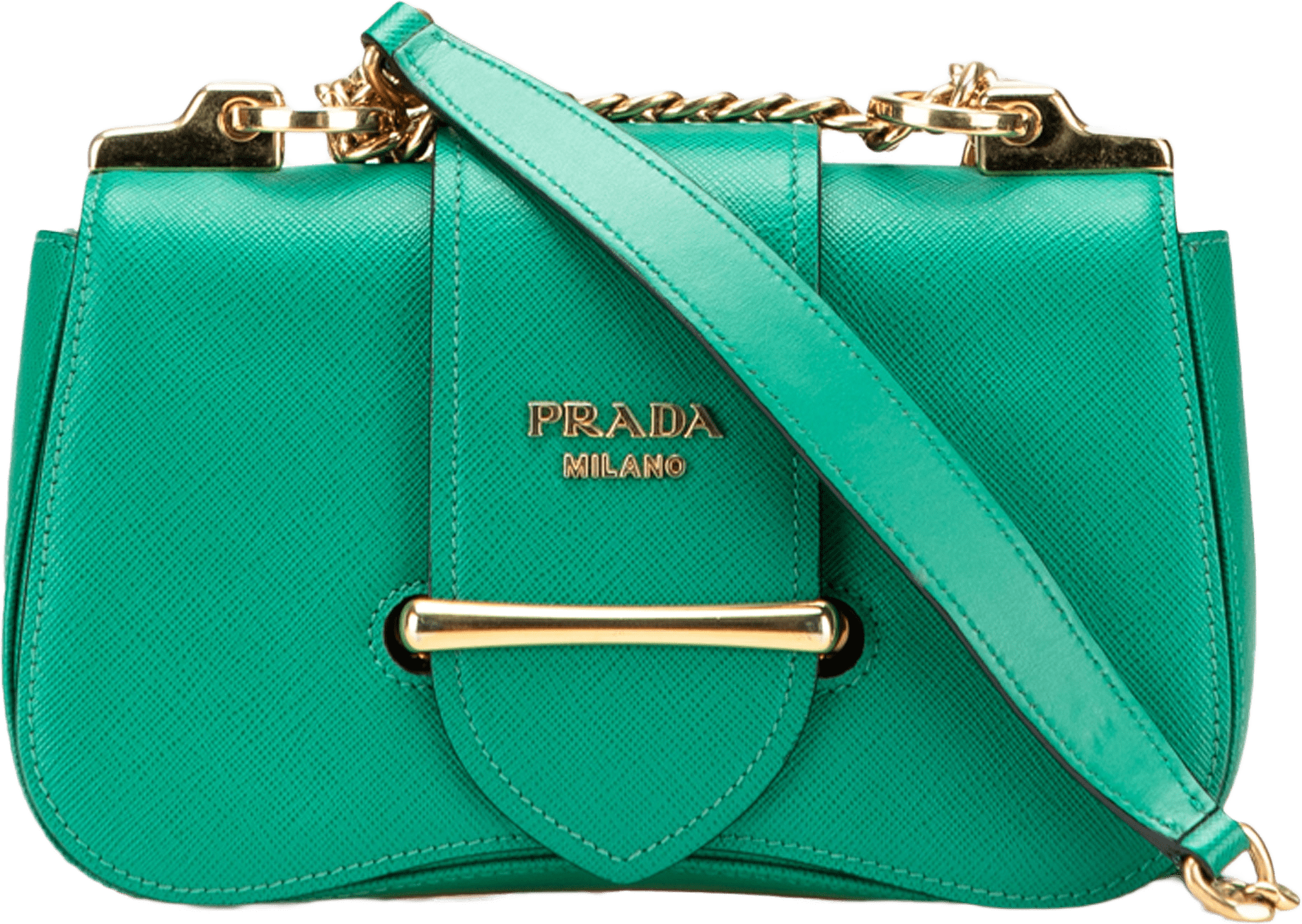 Prada Saffiano Sidonie Crossbody, från Luxclusif, i färgen green.