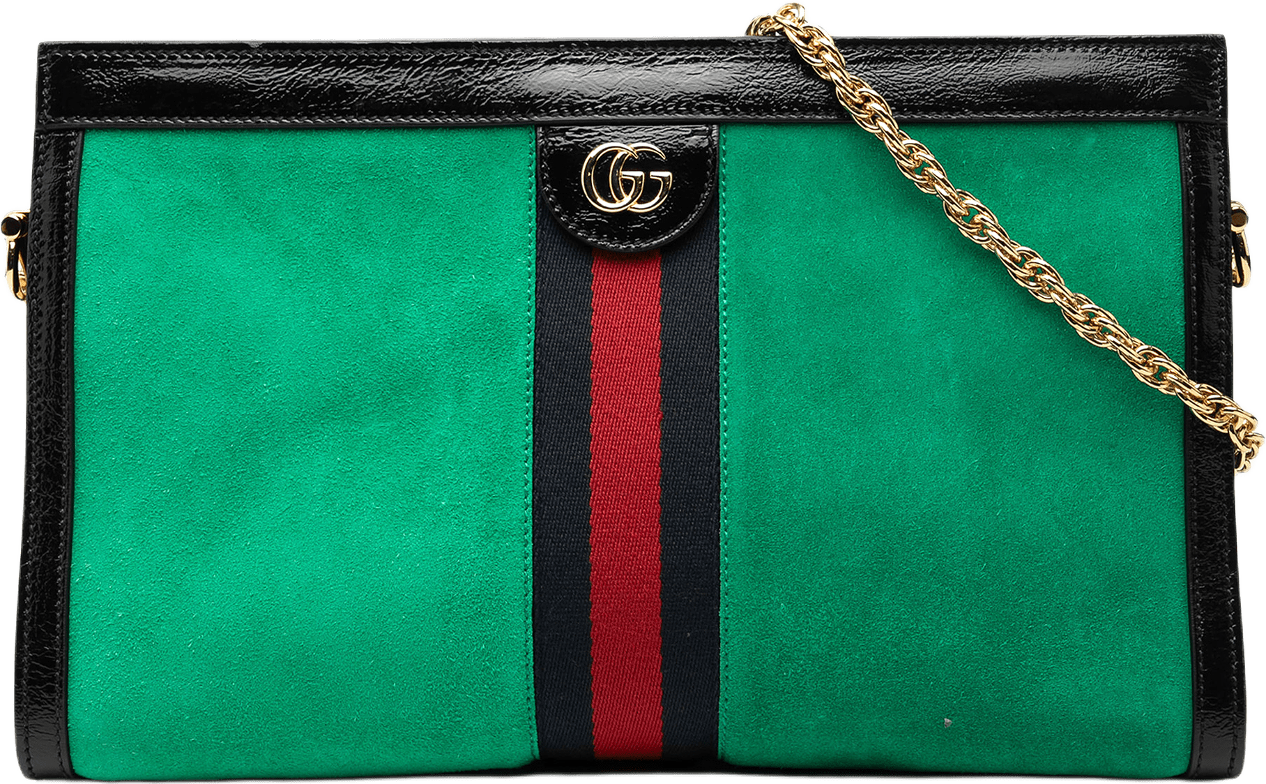 Gucci Medium Suede Web Ophidia Chain Shoulder Bag, från Luxclusif, i färgen green.