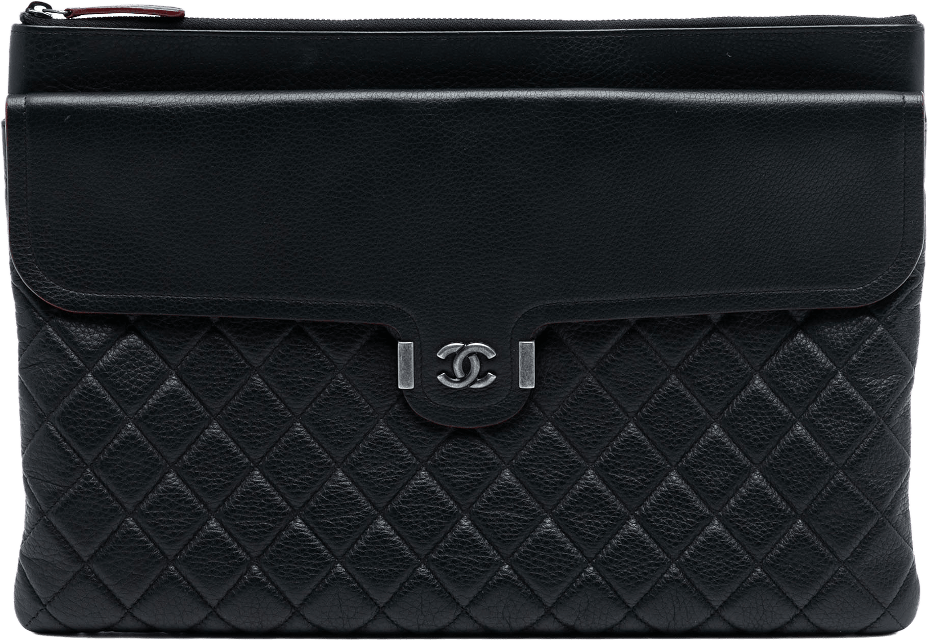 Chanel Large Quilted Grained Calfskin Archi Chic Cosmetic Case, från Luxclusif, i färgen black.