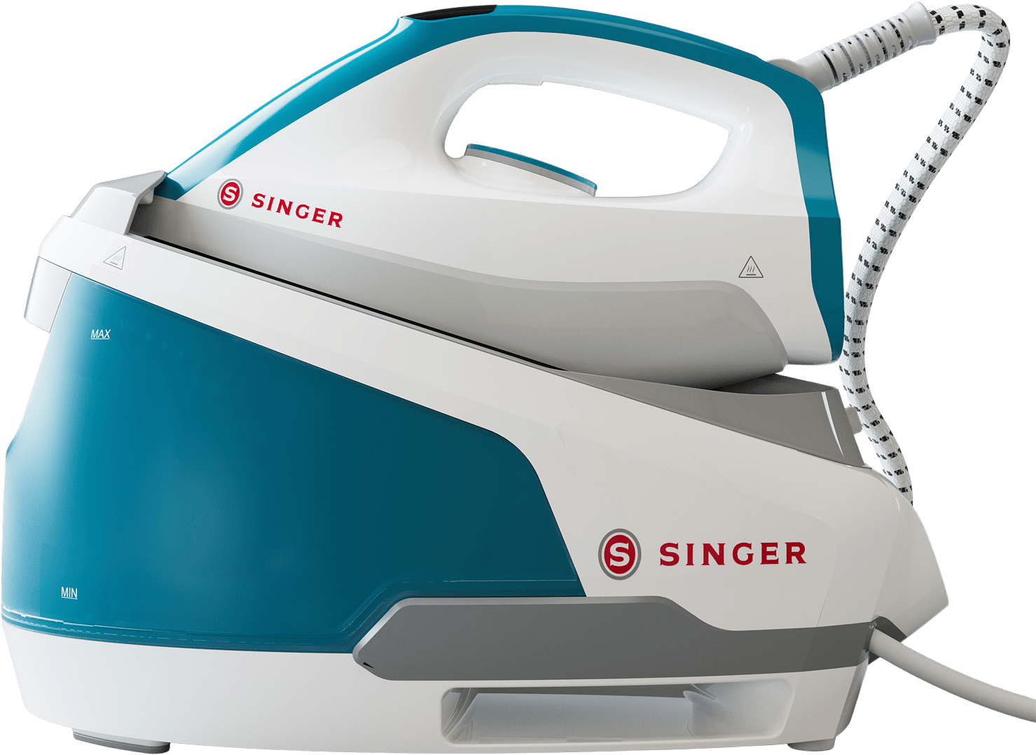 Ångstrykstaton Trueblast Steam Generator 1.0 2200w, från Singer, i färgen vit/petrol.