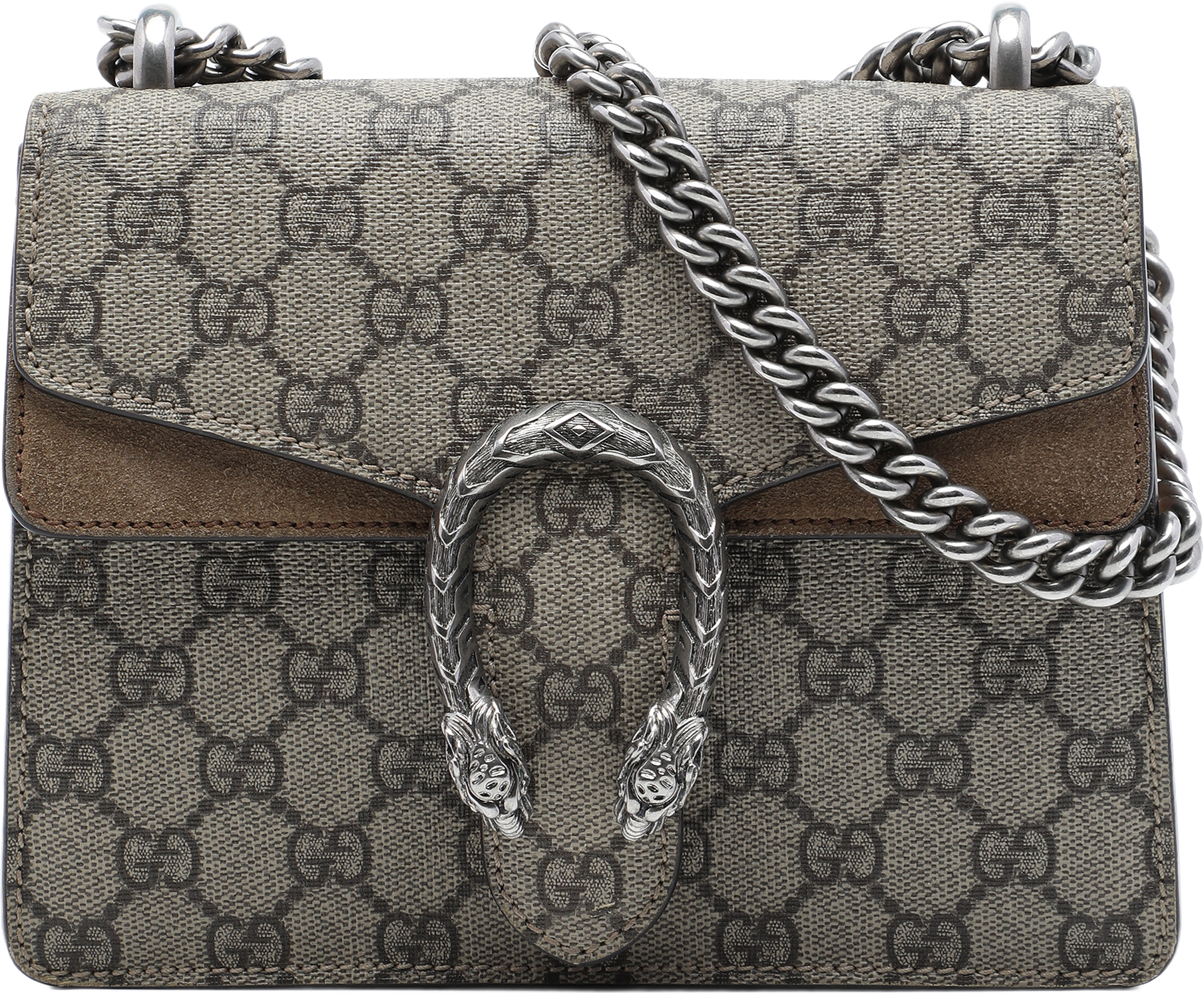 Gucci Small Gg Supreme Dionysus Crossbody, från Luxclusif, i färgen beige.